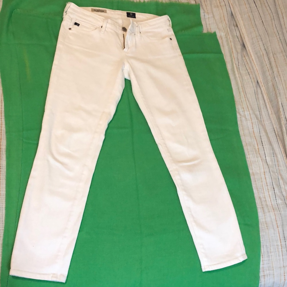 AG The stilt crop white jeans.
